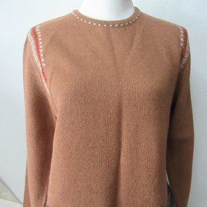 Beautiful 100% ALPACA SWEATER / Loom Woven Designs / Light Beige